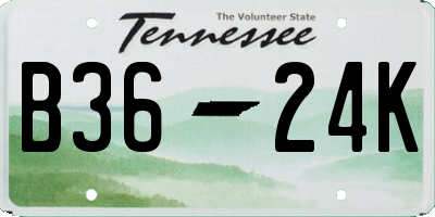 TN license plate B3624K