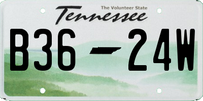 TN license plate B3624W