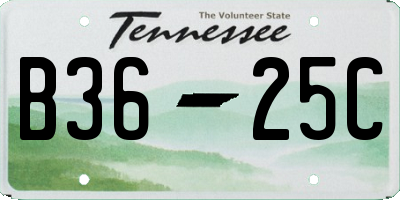 TN license plate B3625C