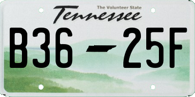 TN license plate B3625F