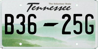 TN license plate B3625G