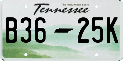 TN license plate B3625K