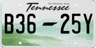 TN license plate B3625Y