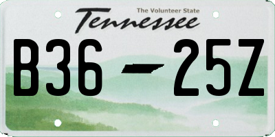 TN license plate B3625Z