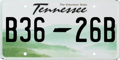 TN license plate B3626B