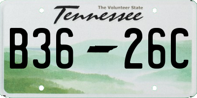TN license plate B3626C