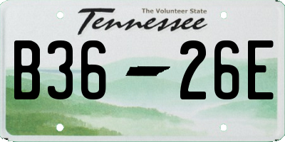 TN license plate B3626E