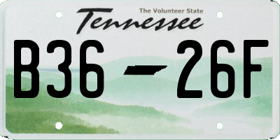 TN license plate B3626F