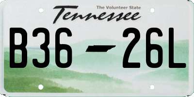 TN license plate B3626L