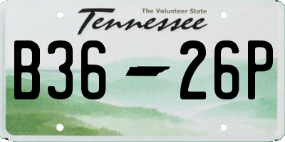 TN license plate B3626P