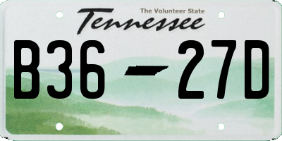 TN license plate B3627D