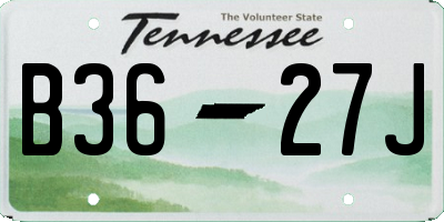 TN license plate B3627J