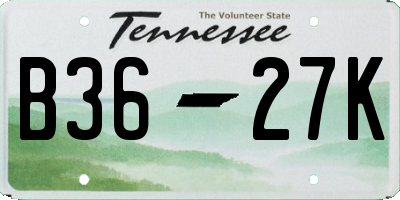 TN license plate B3627K