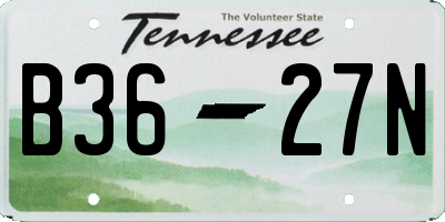 TN license plate B3627N