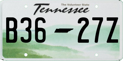 TN license plate B3627Z