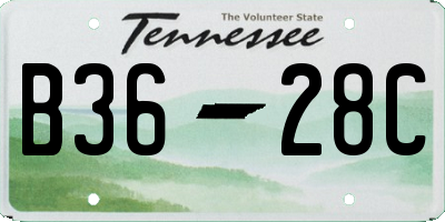 TN license plate B3628C
