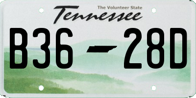 TN license plate B3628D
