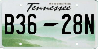 TN license plate B3628N