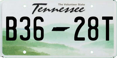 TN license plate B3628T