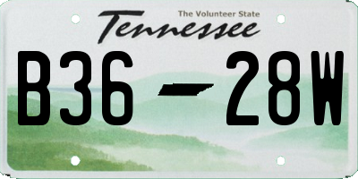 TN license plate B3628W