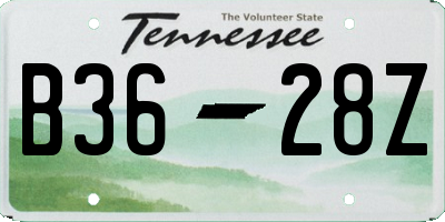 TN license plate B3628Z