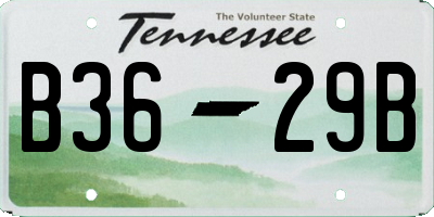 TN license plate B3629B