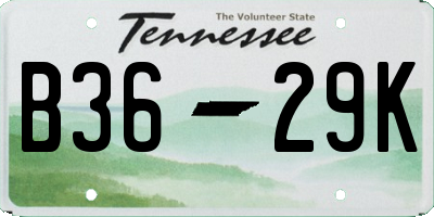 TN license plate B3629K