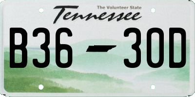 TN license plate B3630D