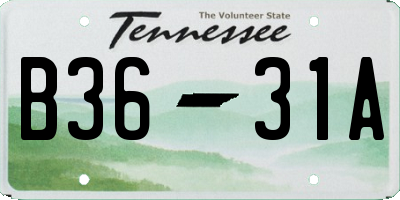 TN license plate B3631A