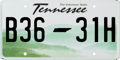 TN license plate B3631H