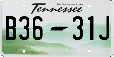 TN license plate B3631J