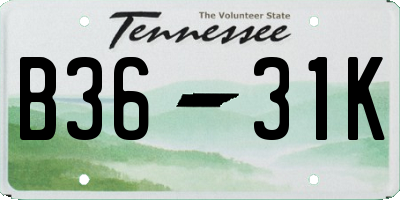 TN license plate B3631K
