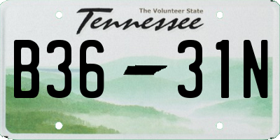 TN license plate B3631N