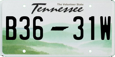 TN license plate B3631W