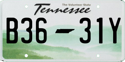 TN license plate B3631Y