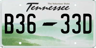 TN license plate B3633D