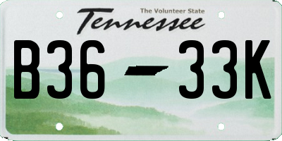 TN license plate B3633K