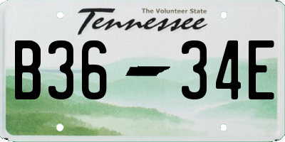 TN license plate B3634E