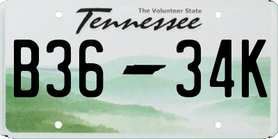 TN license plate B3634K