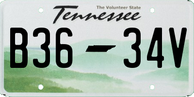TN license plate B3634V