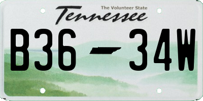 TN license plate B3634W