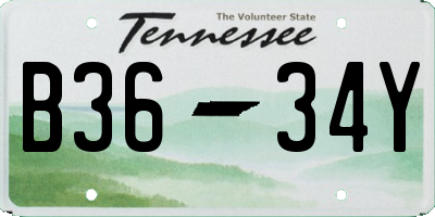 TN license plate B3634Y