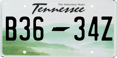 TN license plate B3634Z
