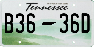 TN license plate B3636D