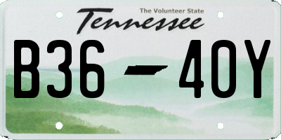 TN license plate B3640Y