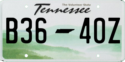 TN license plate B3640Z