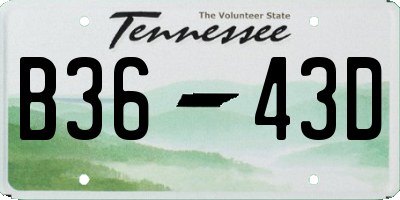 TN license plate B3643D