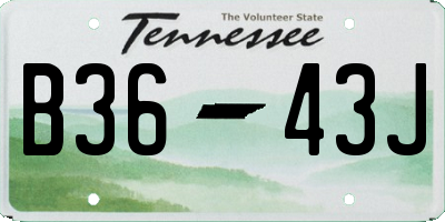 TN license plate B3643J