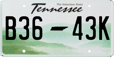 TN license plate B3643K