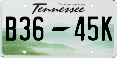 TN license plate B3645K
